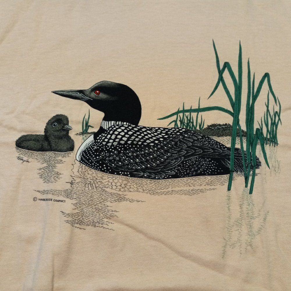 Vintage Harborside Graphics Loon and Baby Single stitched
